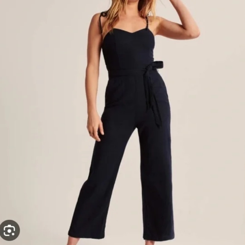 Abercrombie Linen Blend Tie Shoulder Jumpsuit